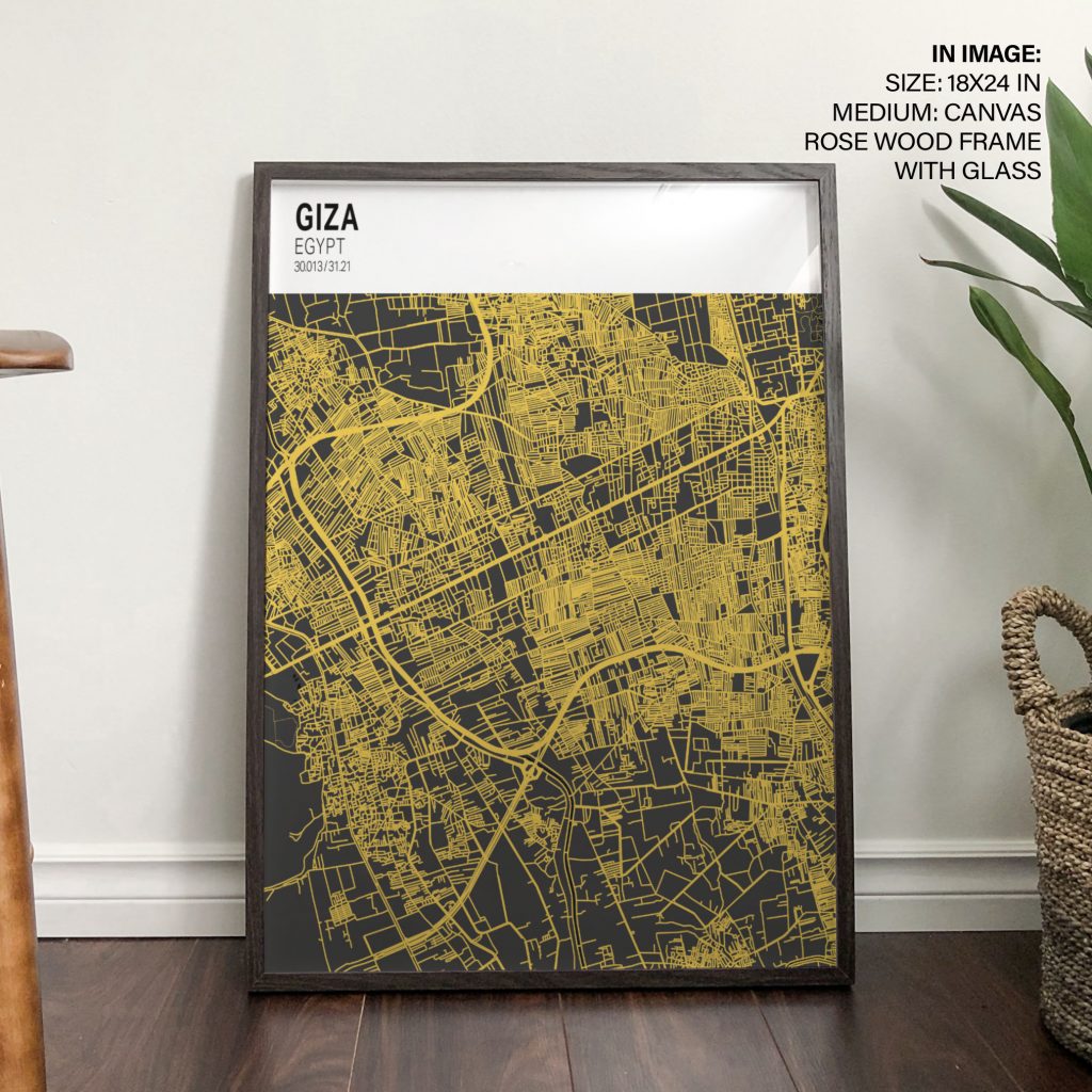Minimalist Giza Yellow Map – Wall Decor