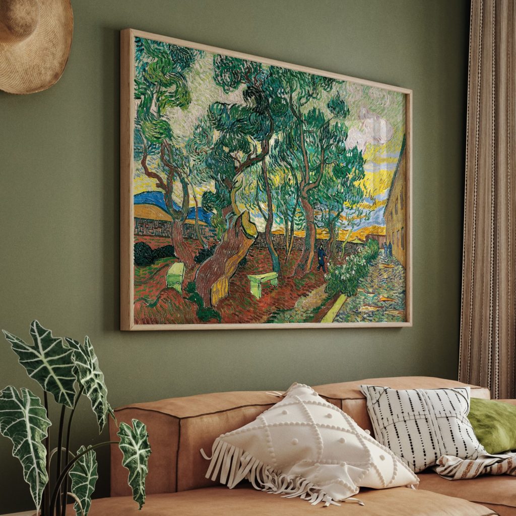 Le parc de l'hôpital, à Saint-Rémy (A Corner of the Asylum and the Garden with a Heavy, Sawed-Off Tree) by Vincent van Gogh (1889)