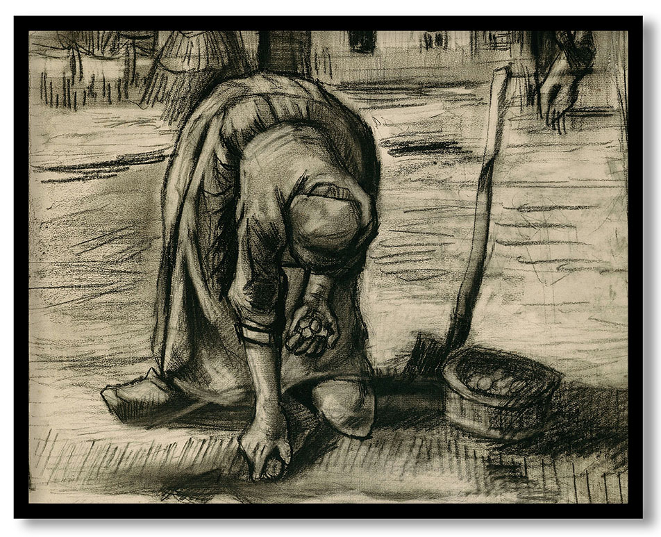 Peasant Woman Planting Potatoes by Vincent van Gogh (1885)