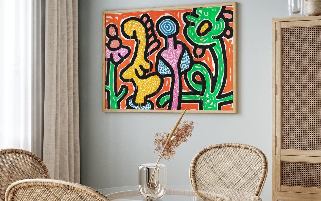 Framed Art | Flowers #59 by Keith Haring (1990) | 50+ Frame Styles