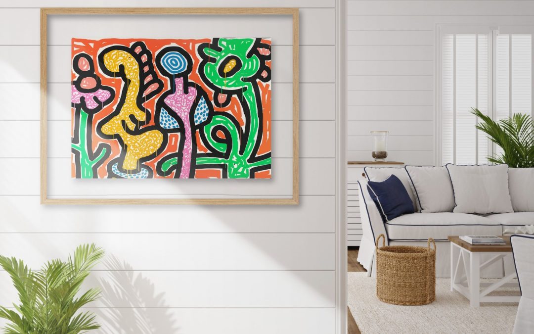 Framed Art | Flowers #59 by Keith Haring (1990) | 50+ Frame Styles