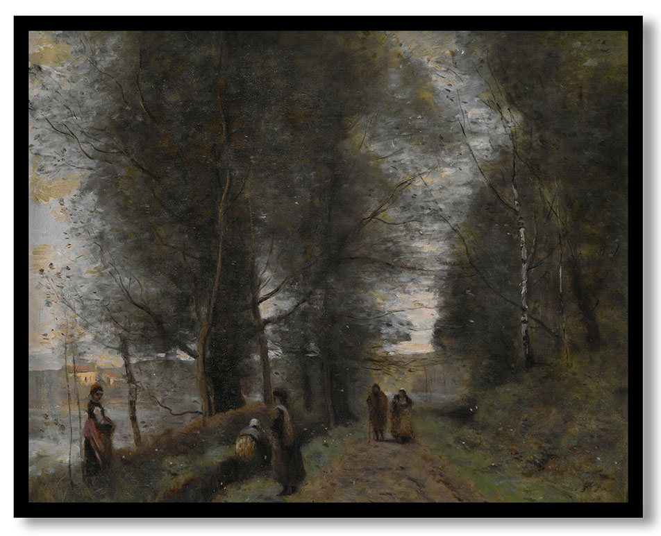 Ville d'Avray, Woodland Path Bordering the Pond by Jean Baptiste Camille Corot (1872)