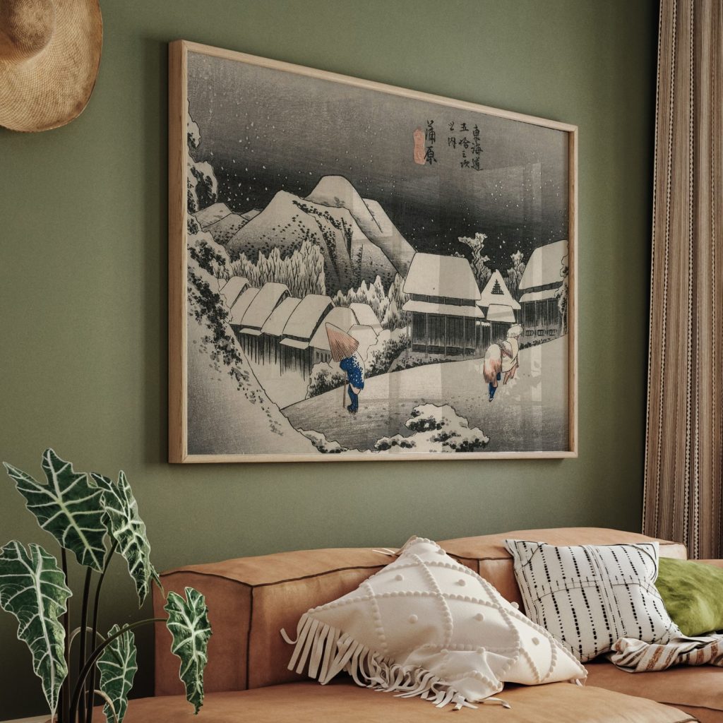 Evening Snow at Kambara (number sixteen of the series Fifty-three Stations of the Tokaido) by Utagawa Hiroshige (1833)