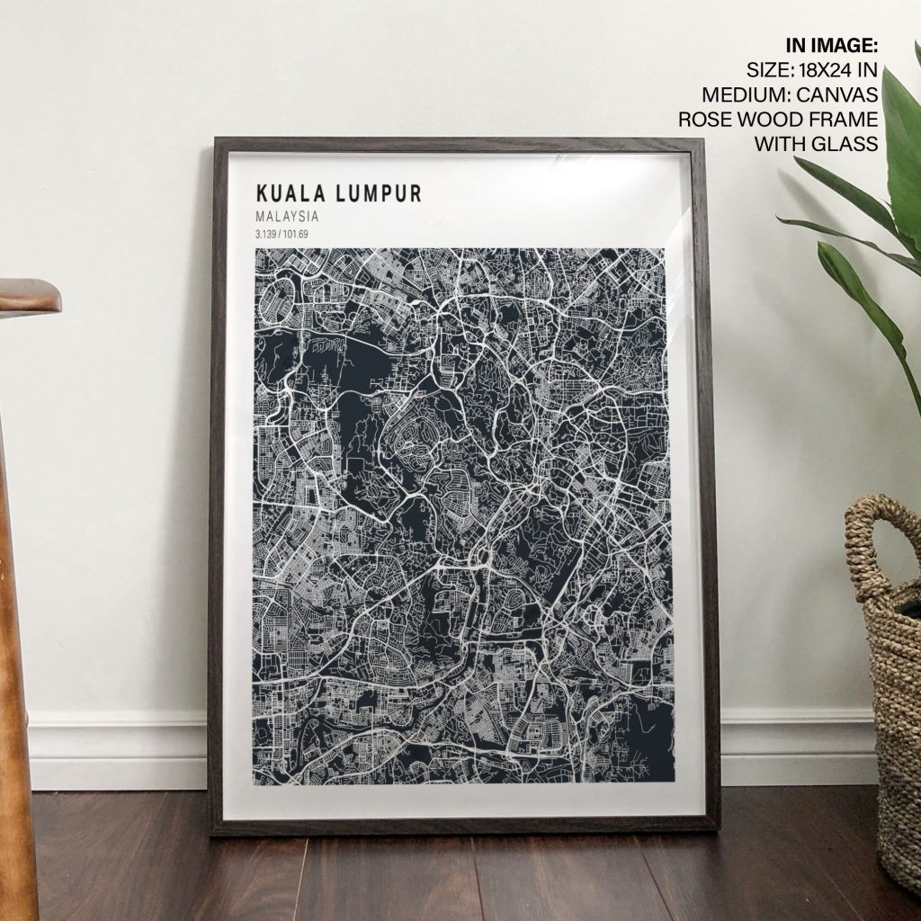 Minimalist Kuala Lumpur City Map – Wall Hanging