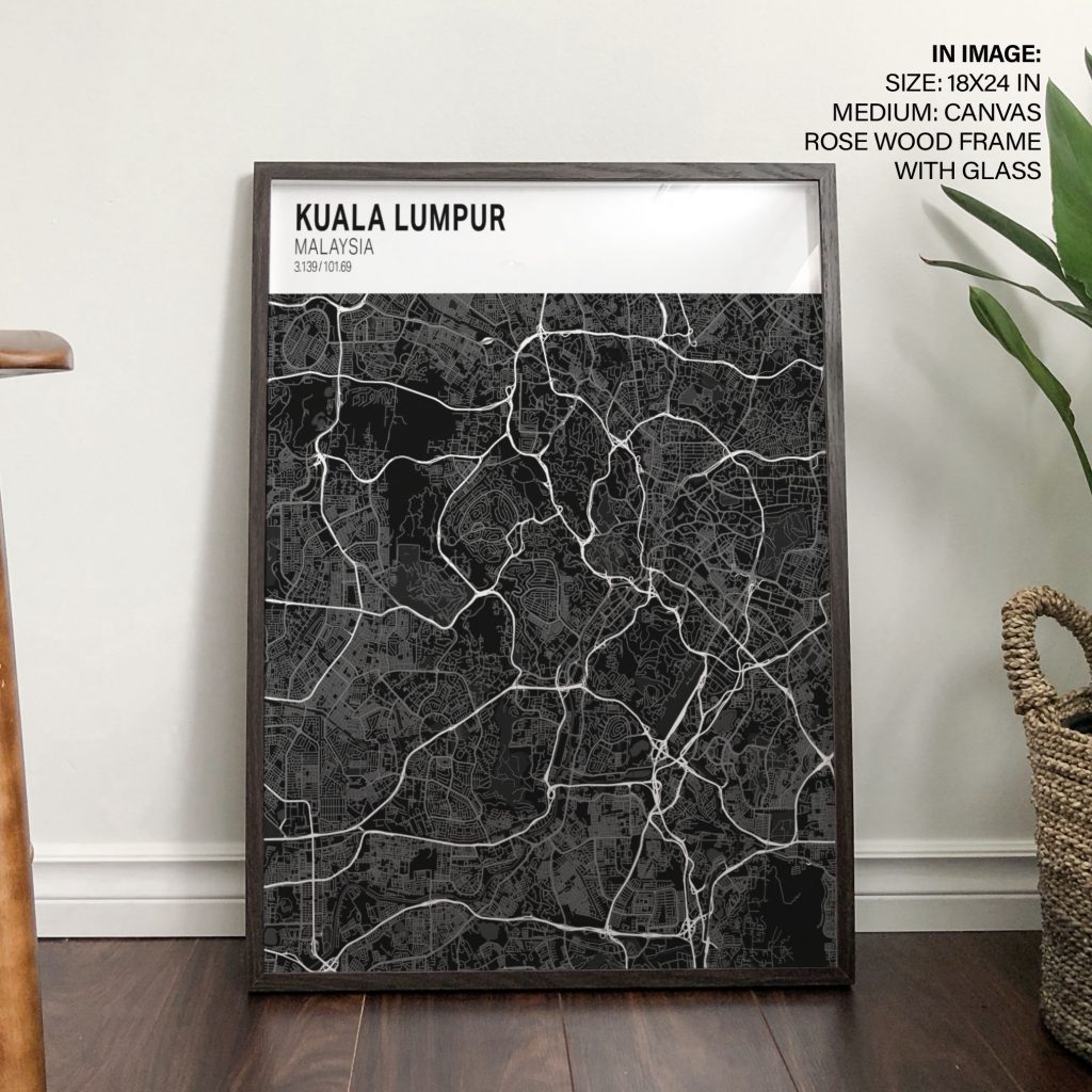 Minimalist Black Kuala Lumpur Map – Wall Painting
