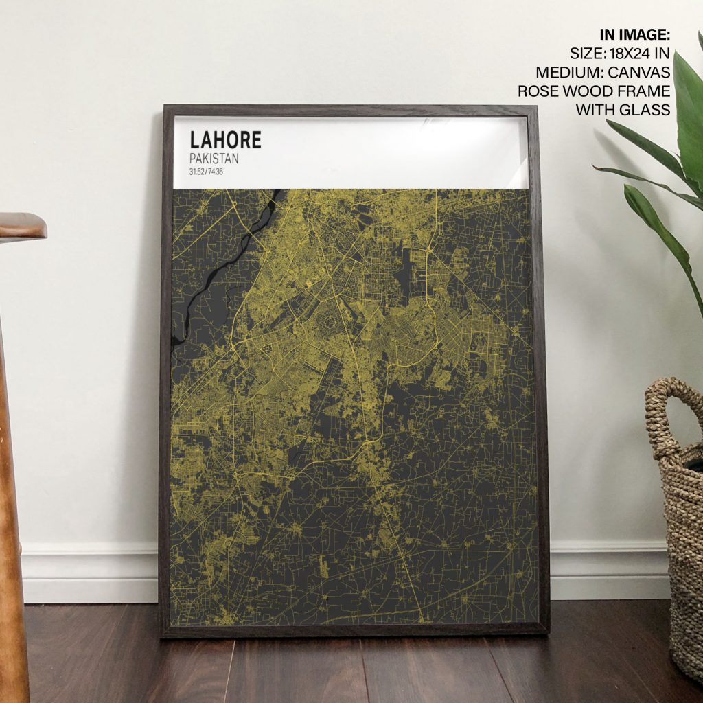 Modern Lahore Pakistan Map – Wall Art