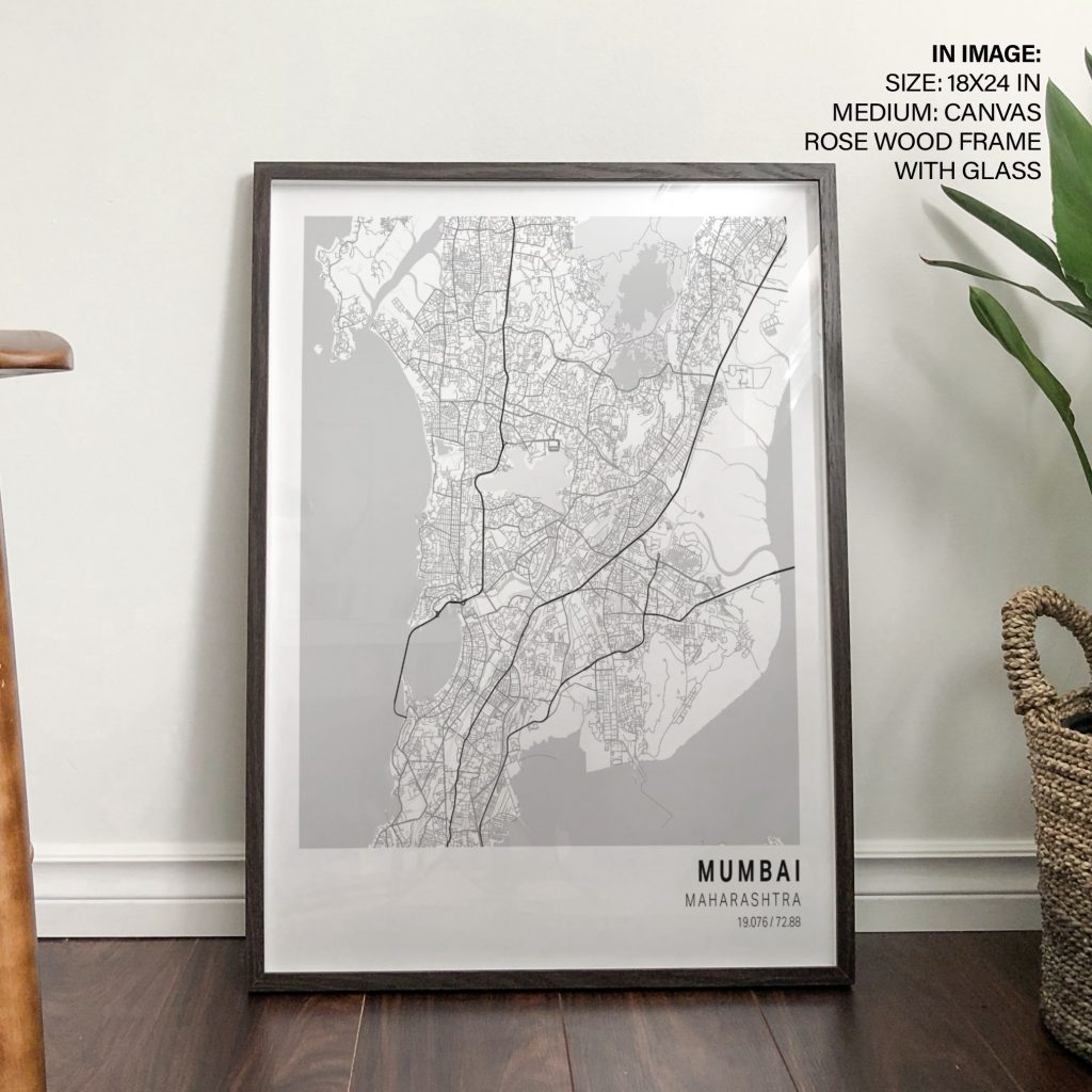 Minimalist Mumbai City Map – Wall Art