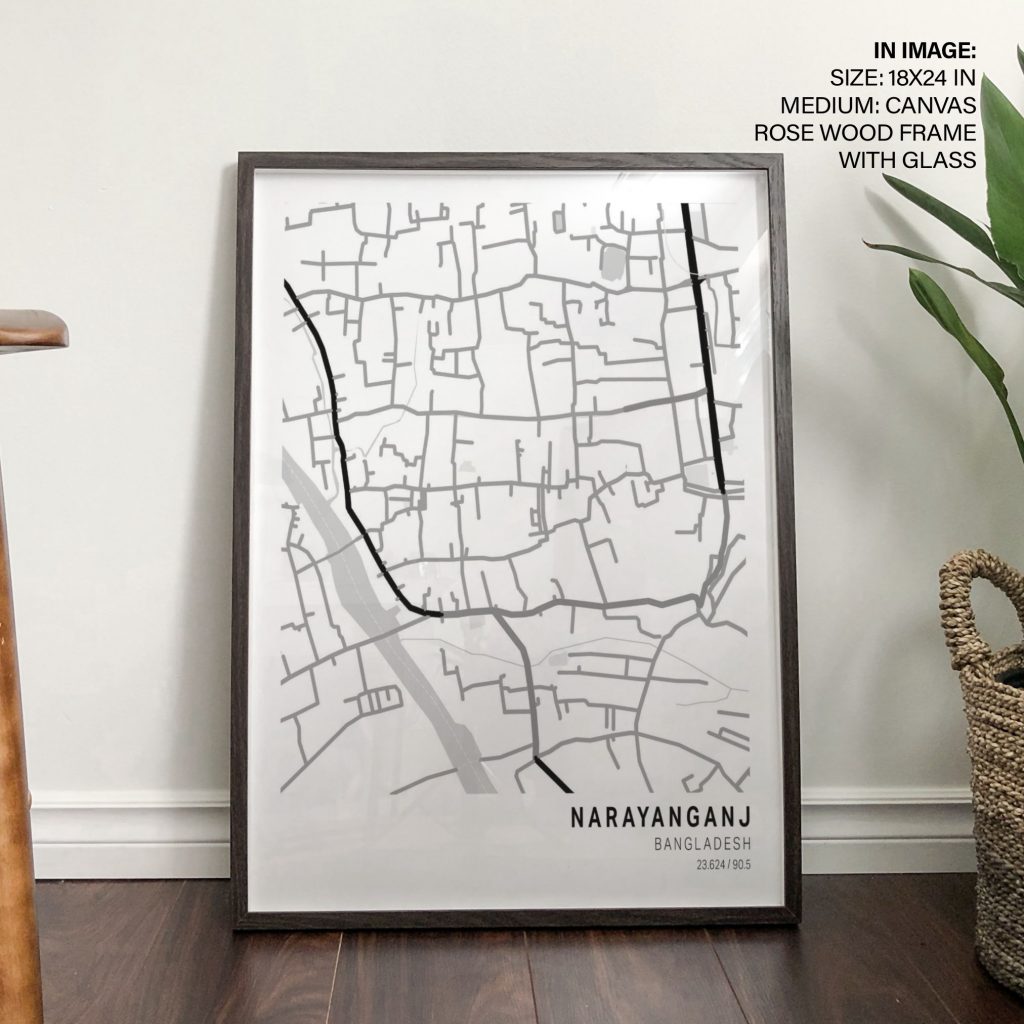 Minimalist Narayanganj Map – Wall Decor