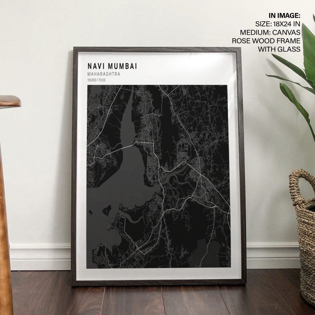 Minimalist Navi Mumbai Map Maharashtra – Wall Art