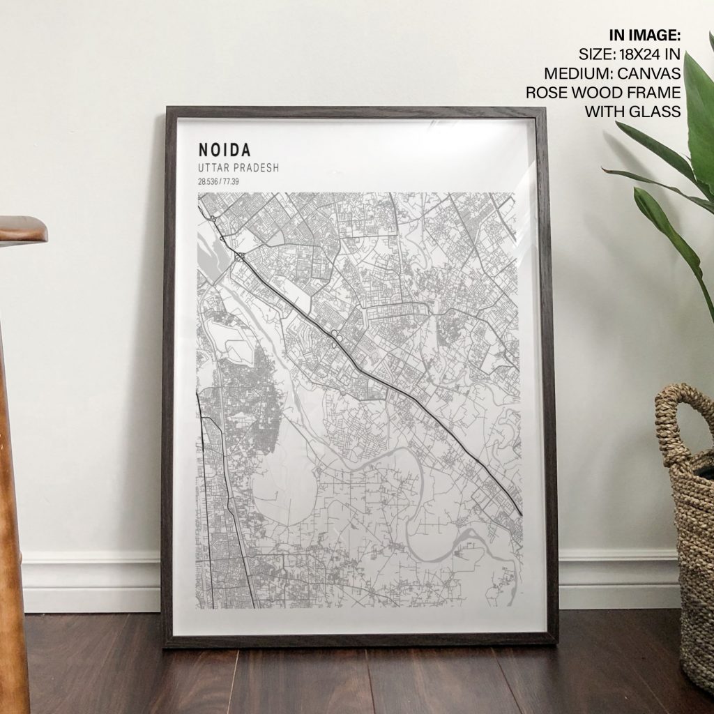 Minimalist Noida Coordinates Map – Wall Painting