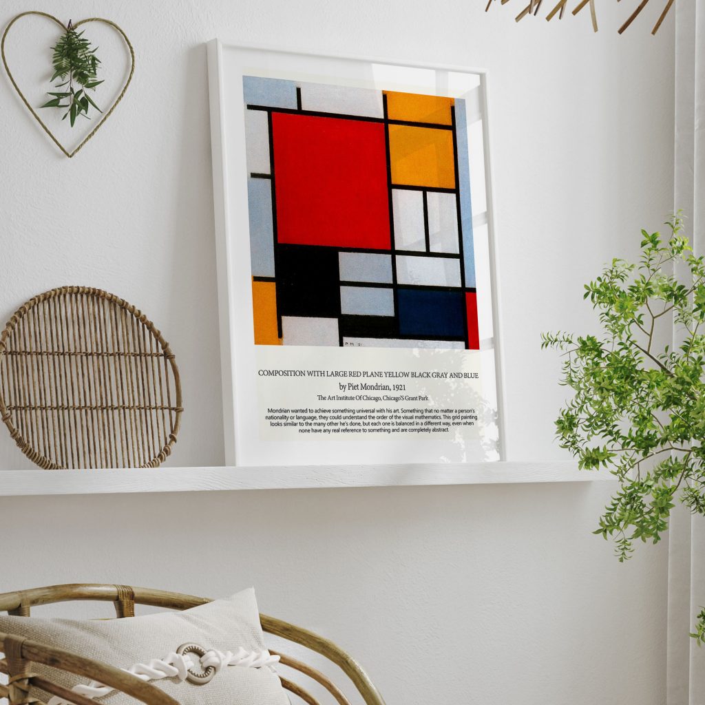 Wall Art | Composition with large red plane yellow black gray and