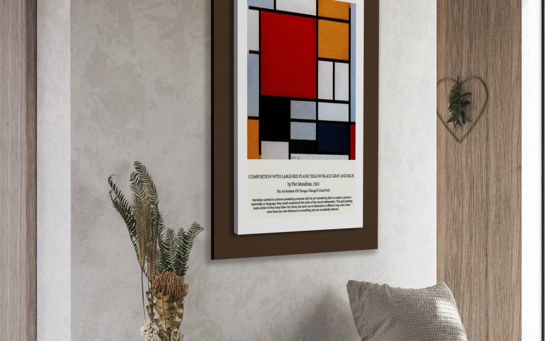 Wall Art | Composition with large red plane yellow black gray and