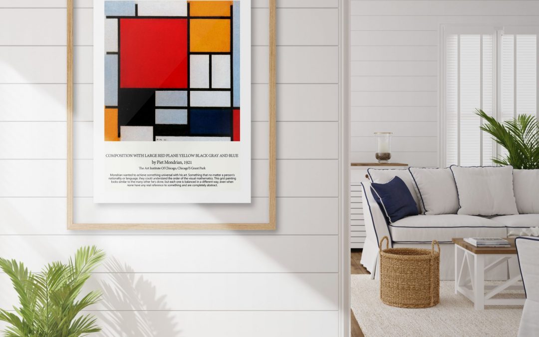 Wall Art | Composition with large red plane yellow black gray and