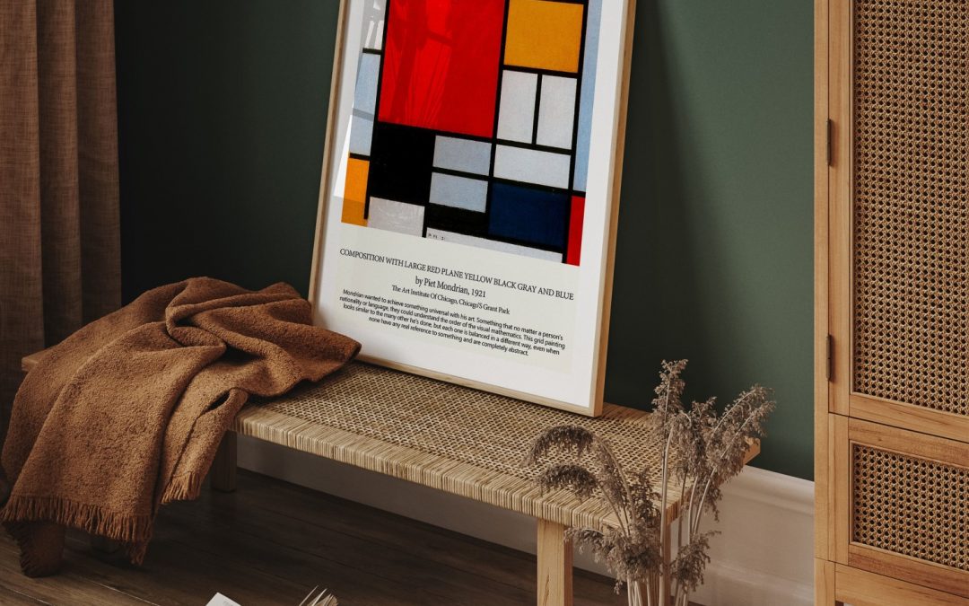 Wall Art | Composition with large red plane yellow black gray and