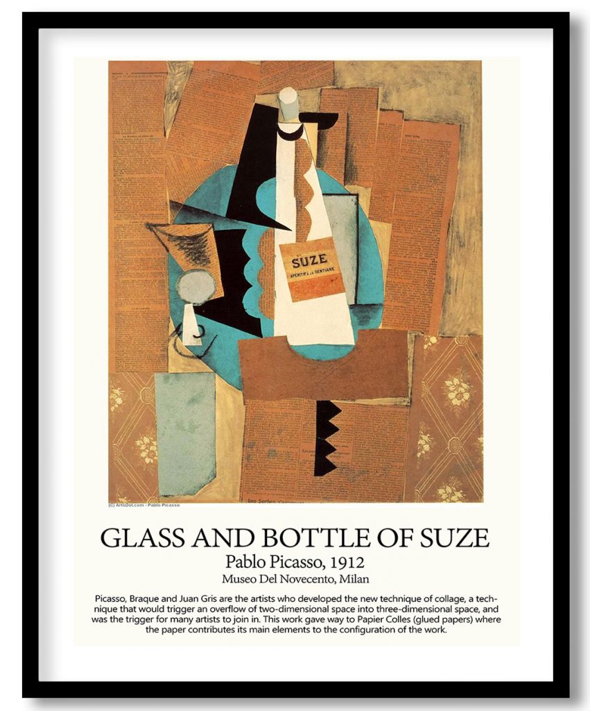 Glass and bottle of suze by Pablo Picasso (1912)