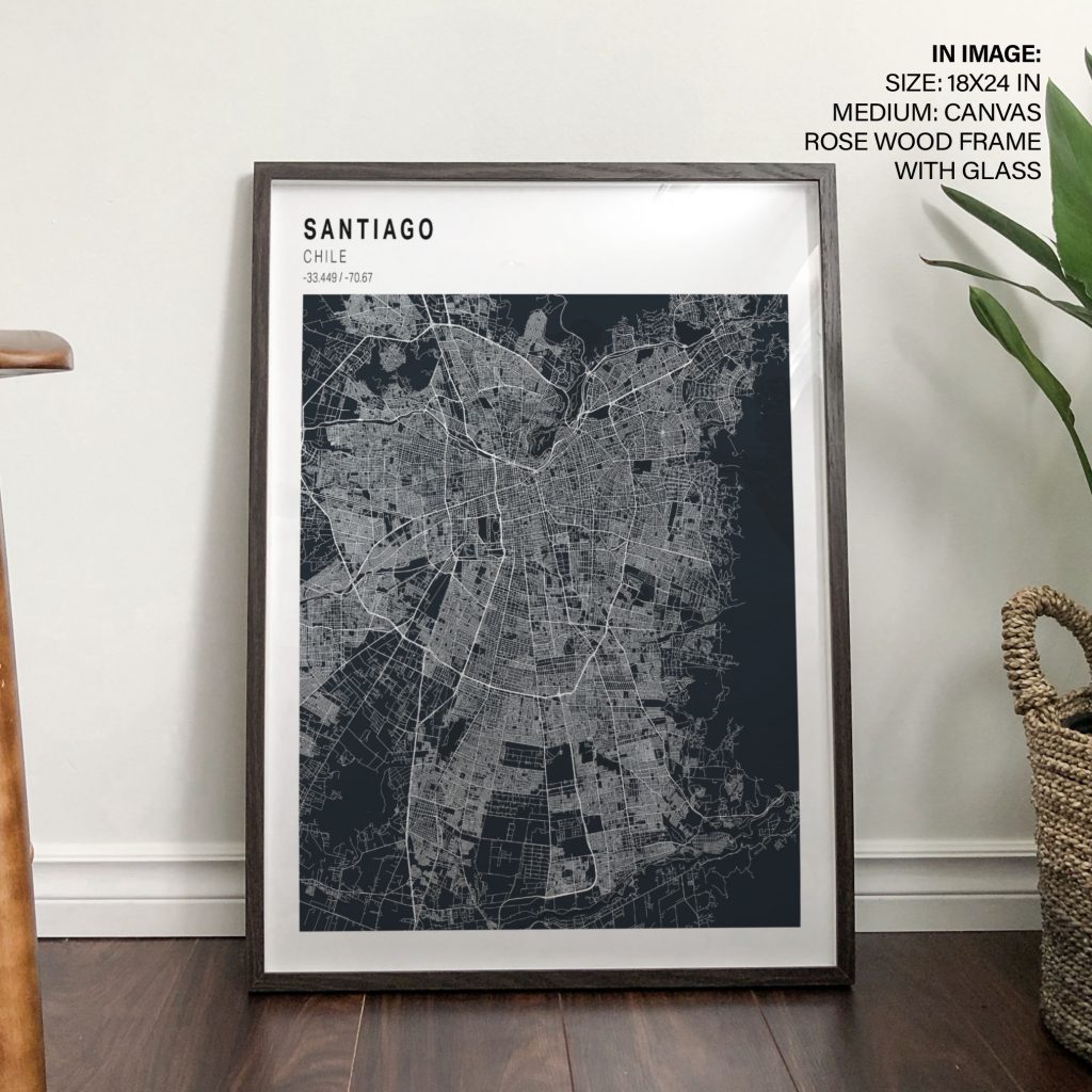 SANTIAGO CHILE -33 449 -70 67 - City Location Coordinates – Wall Decor