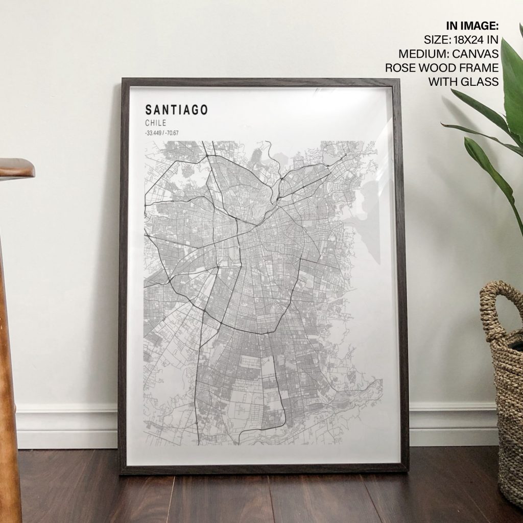 SANTIAGO CHILE -33 449 -70 67 - City Coordinates – Wall Art