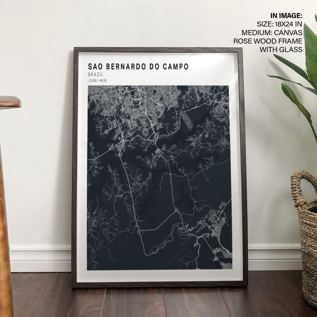Minimalist Sao Bernardo Do Campo Map – Wall Hanging