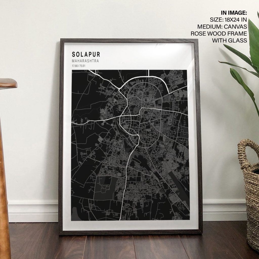 Minimalist Solapur Map – Wall Decor