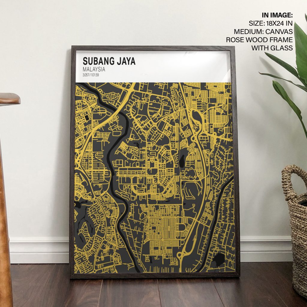 Minimalist Subang Jaya Map – Wall Hanging