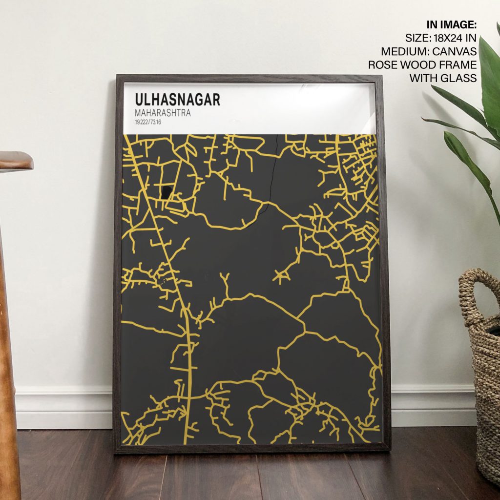 Minimalist Yellow Ulhasnagar Map – Wall Painting