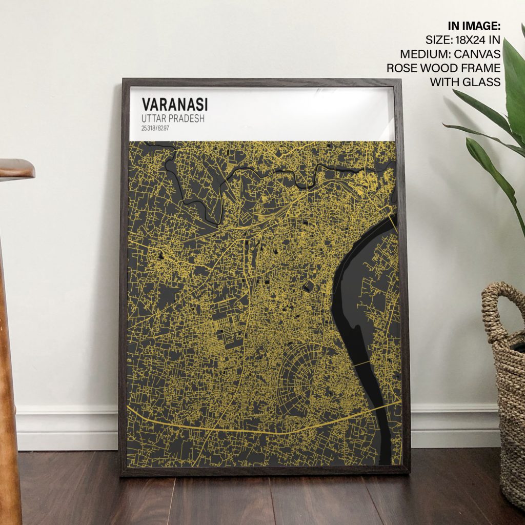Minimalist Varanasi City Map – Wall Decor