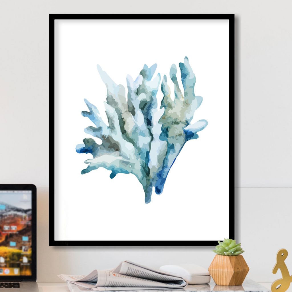 Nature Blue Green Coral – Wall Painting