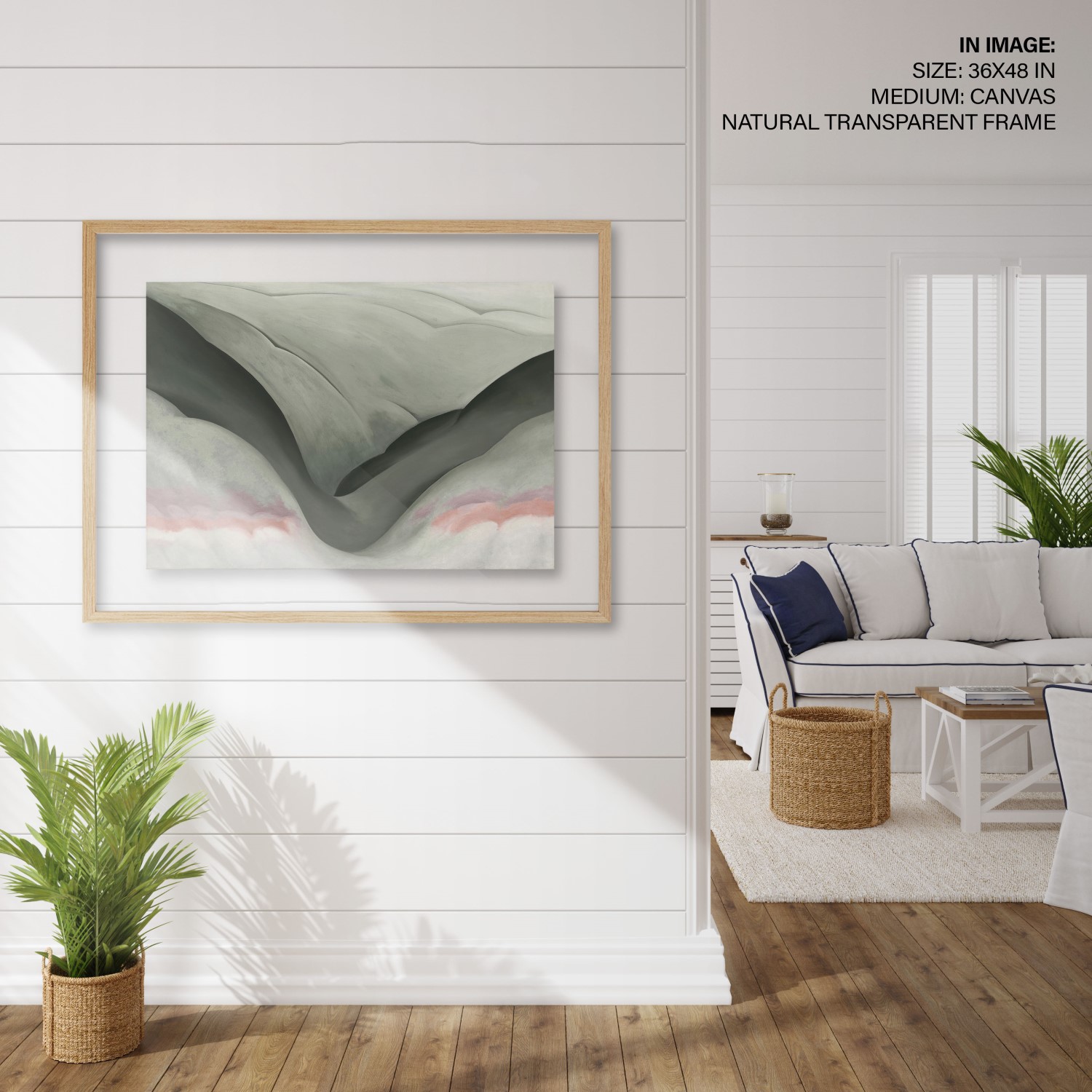 Hampton,Style,Living,Room,Interior,With,Frame,Mockup,,3d,Render