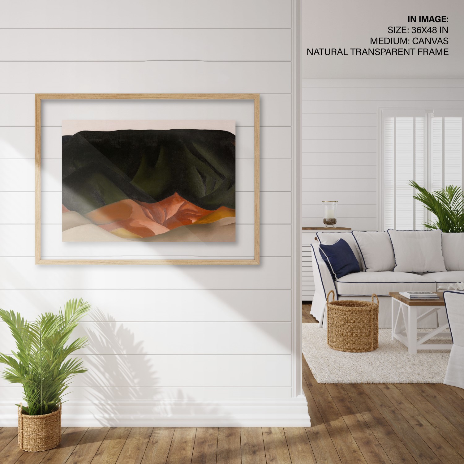 Hampton,Style,Living,Room,Interior,With,Frame,Mockup,,3d,Render