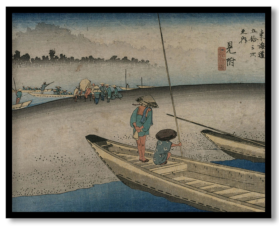 Picture of the Tenryu River near Mitsuke (Station 29), from the series Fifty-Three Stations of the Tokaido by Utagawa Hiroshige (1833)