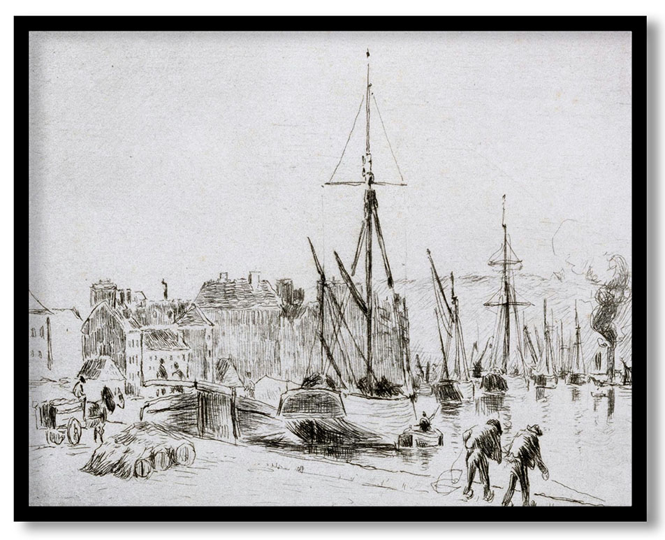 La Port pres de douanne a Rouen by Camille Pissarro (1883)