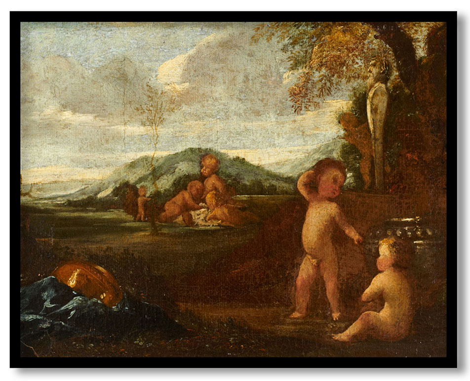 Putti in a Landscape by (17th century)