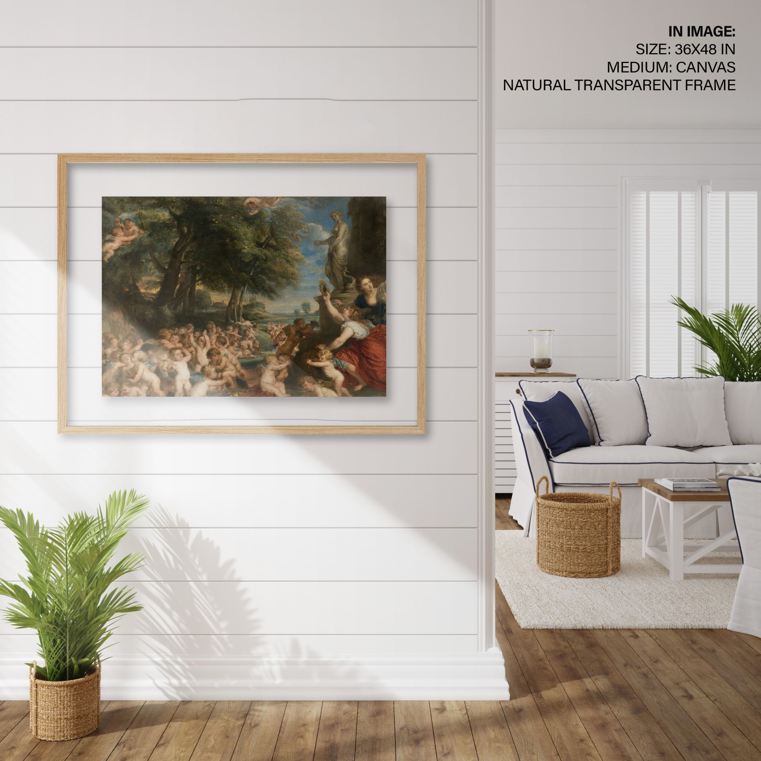Hampton,Style,Living,Room,Interior,With,Frame,Mockup,,3d,Render