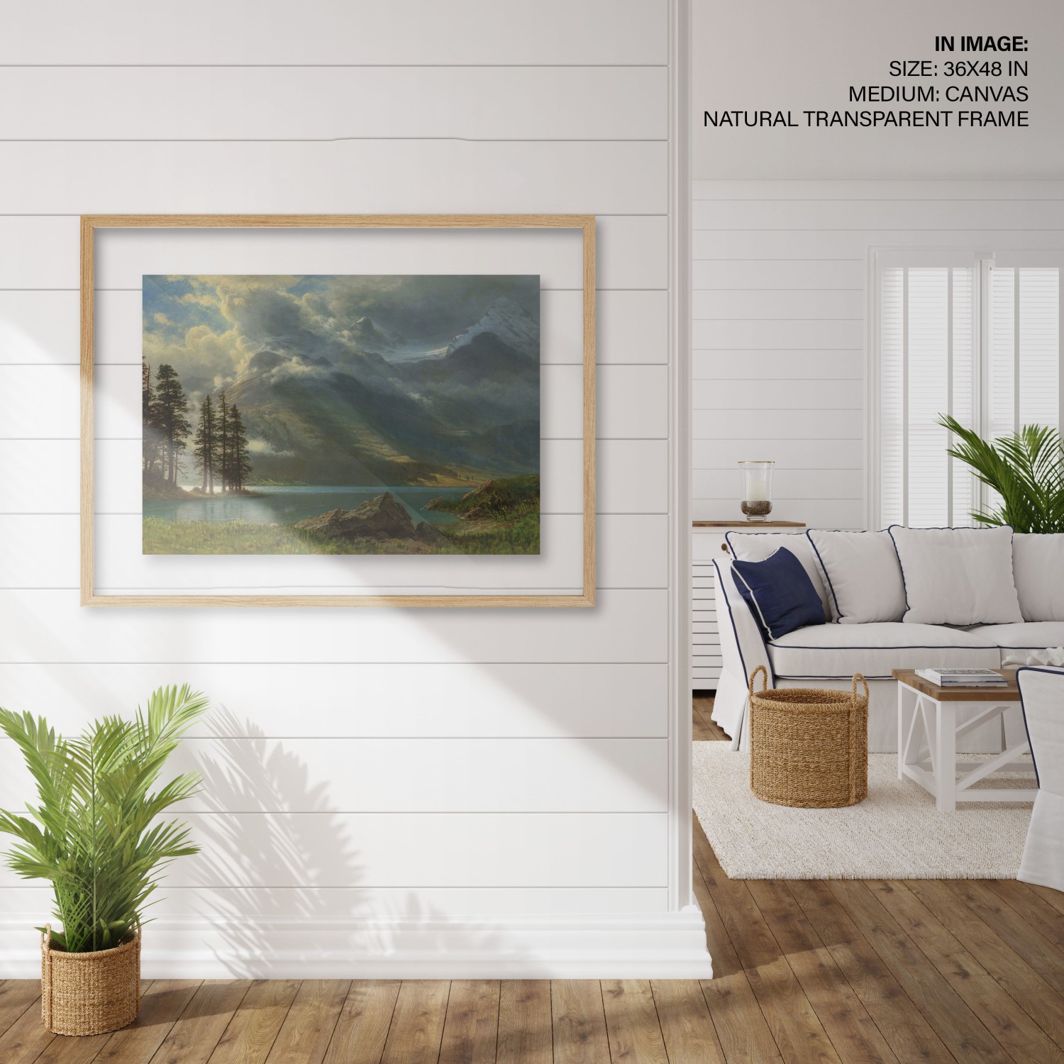 Hampton,Style,Living,Room,Interior,With,Frame,Mockup,,3d,Render