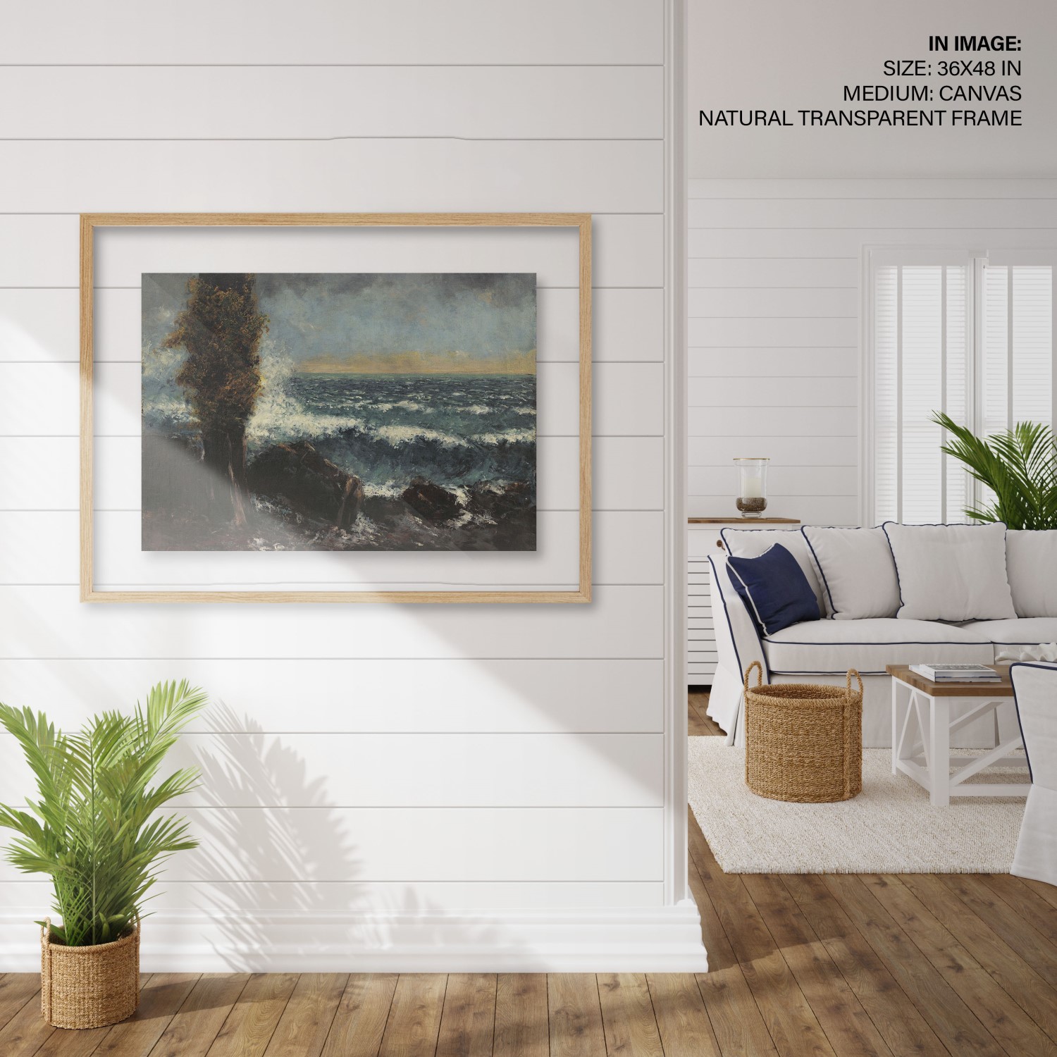 Hampton,Style,Living,Room,Interior,With,Frame,Mockup,,3d,Render