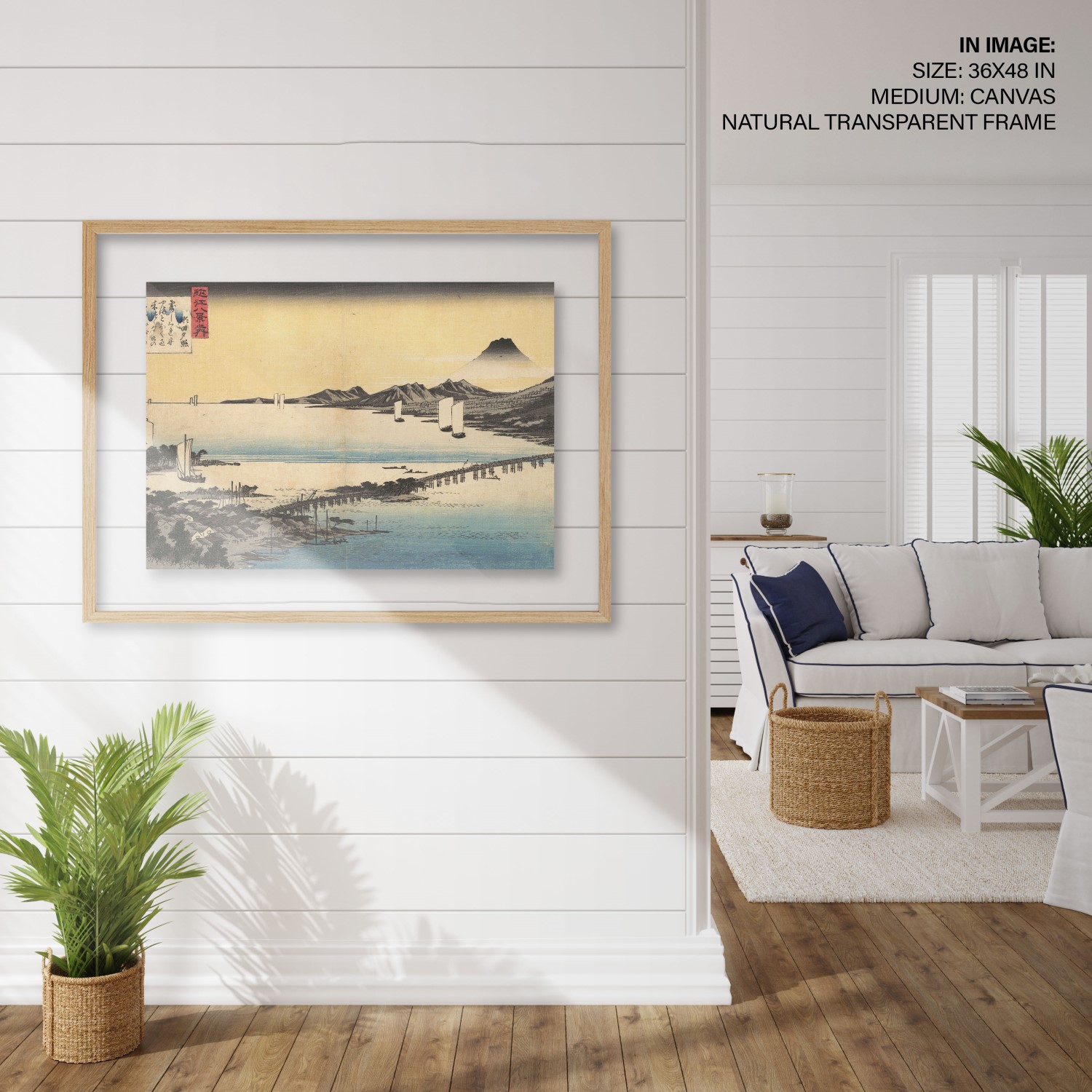 Hampton,Style,Living,Room,Interior,With,Frame,Mockup,,3d,Render