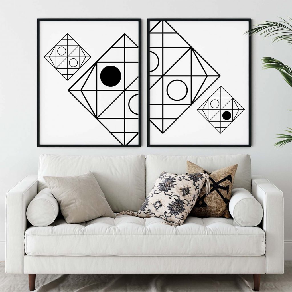 Geometric Diamond Pattern Set – Wall Decor