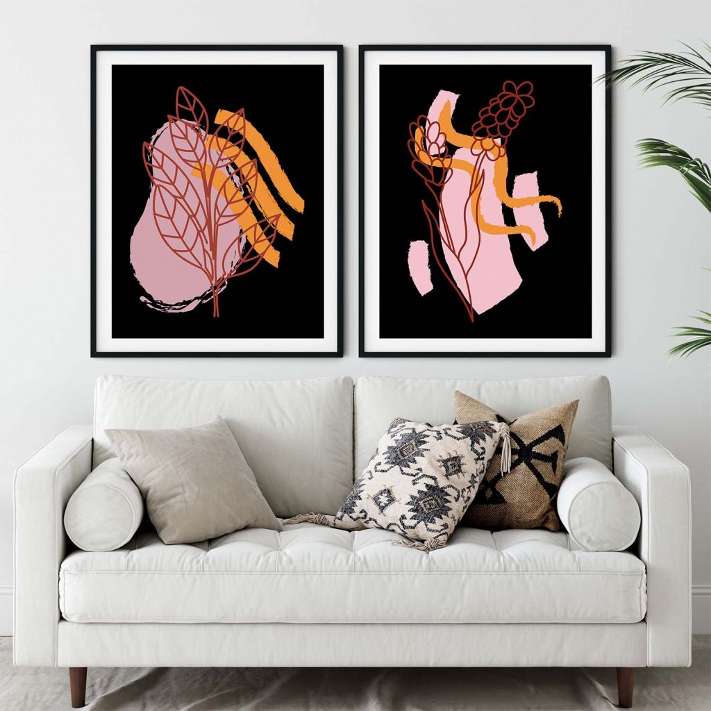 Abstract Botanical Shapes and Brushstrokes – Wall Decor