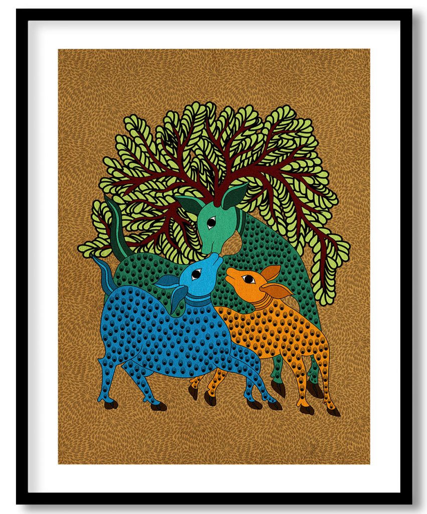 Indian tribal gond deer family