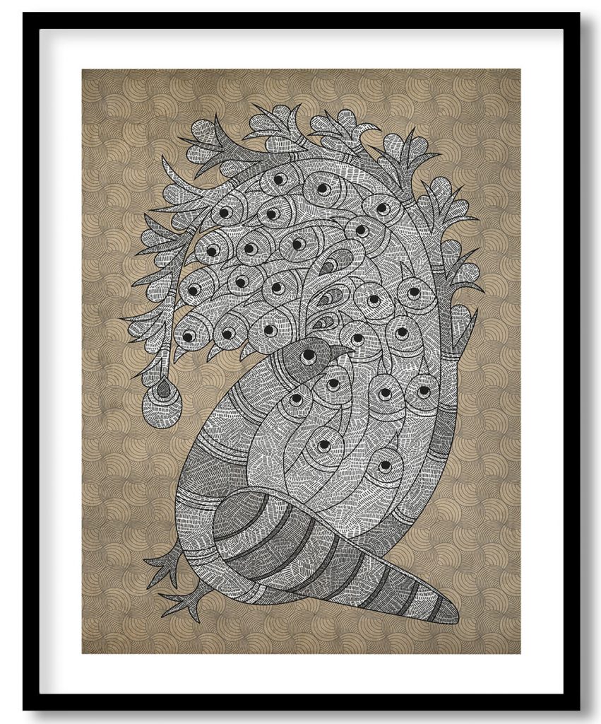 Peacock gond folk art