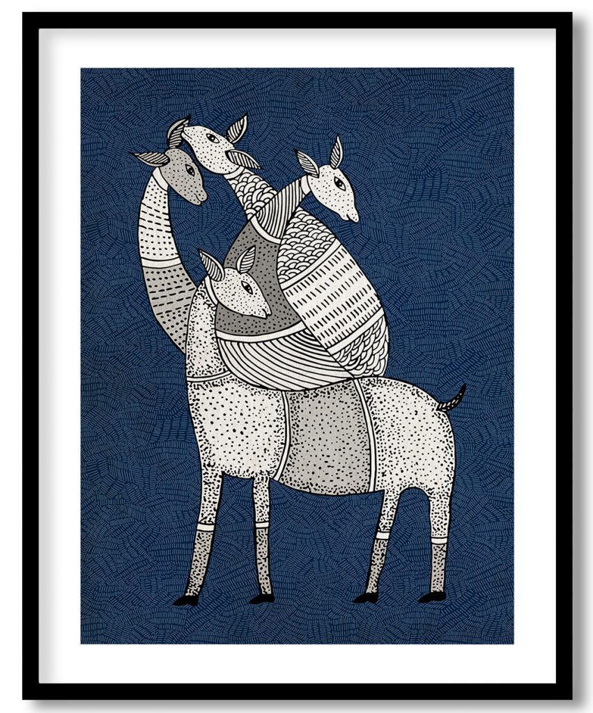 Gond nature celebration dance of snowy deer