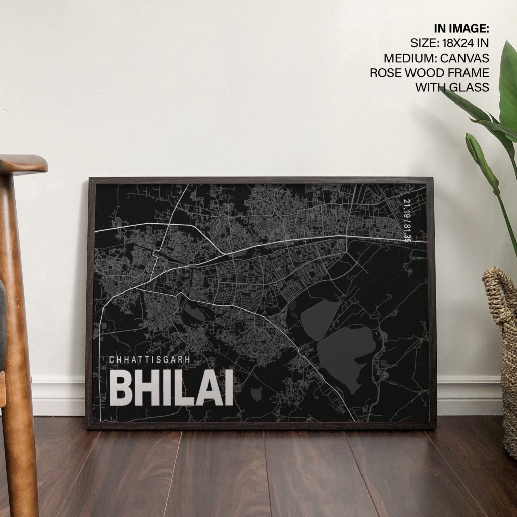 Minimalist Bhilai Chhattisgarh Map – Home Decor