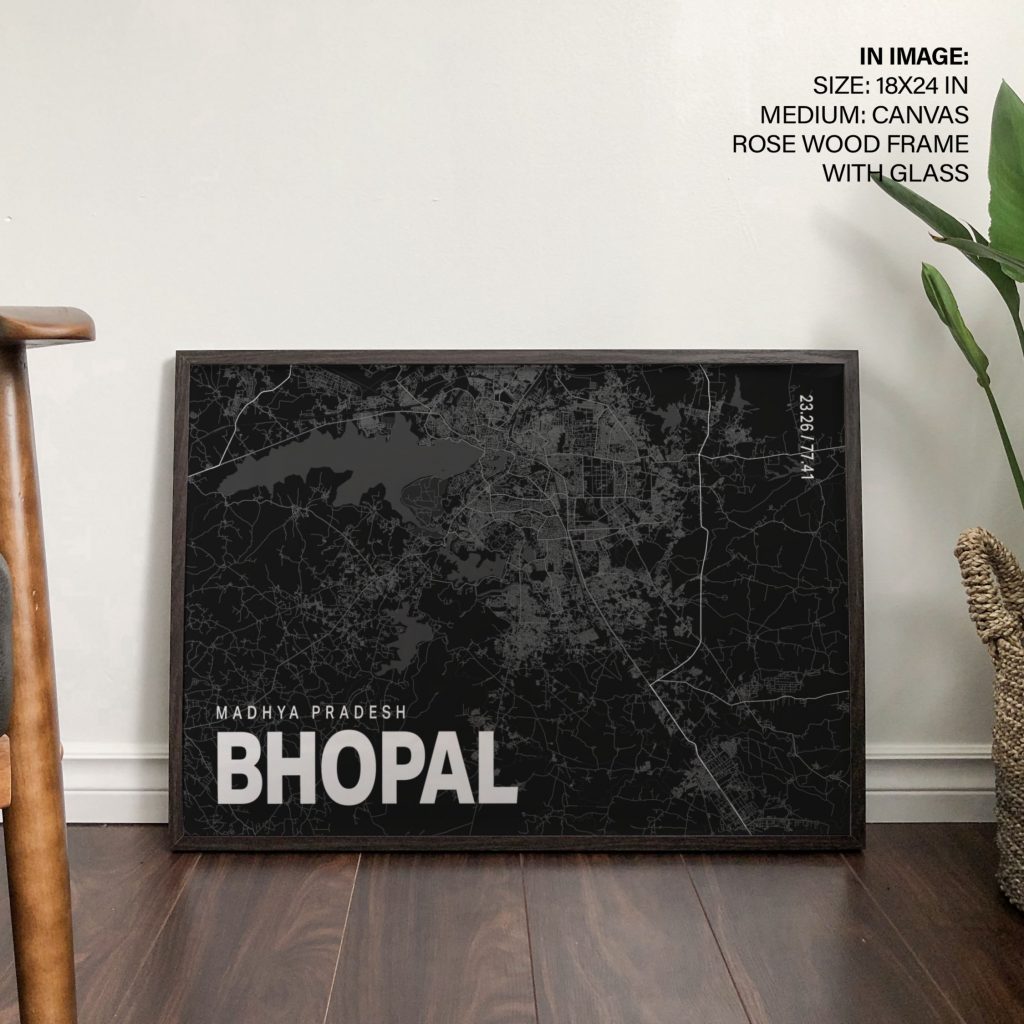 Minimalist Bhopal Madhya Pradesh Map – Home Decor