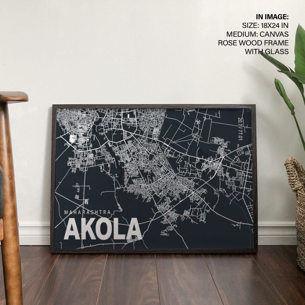 Minimalist Akola Map Coordinates – Wall Hanging