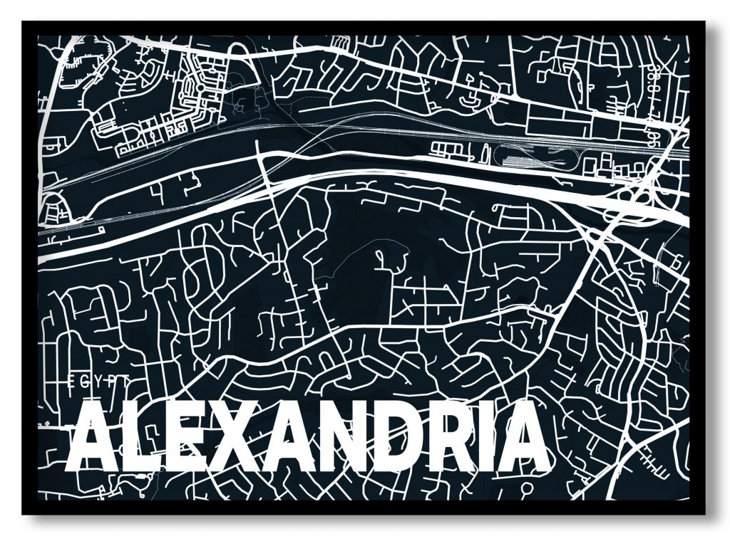 Blue poster map of alexandria