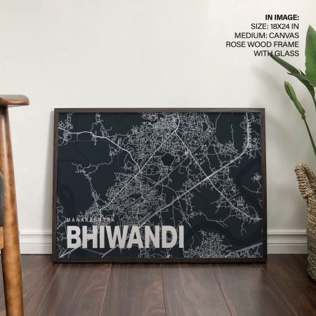 Blue poster map of bhiwandi