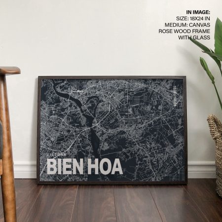 Blue poster map of bien hoa