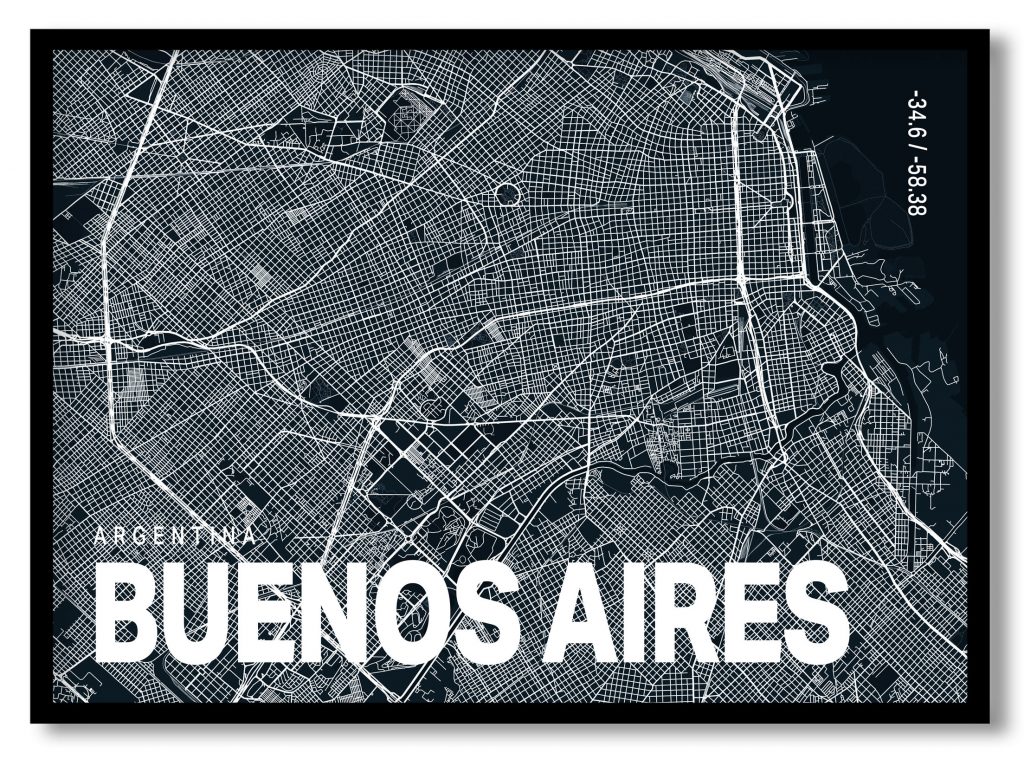 Blue poster map of buenos aires