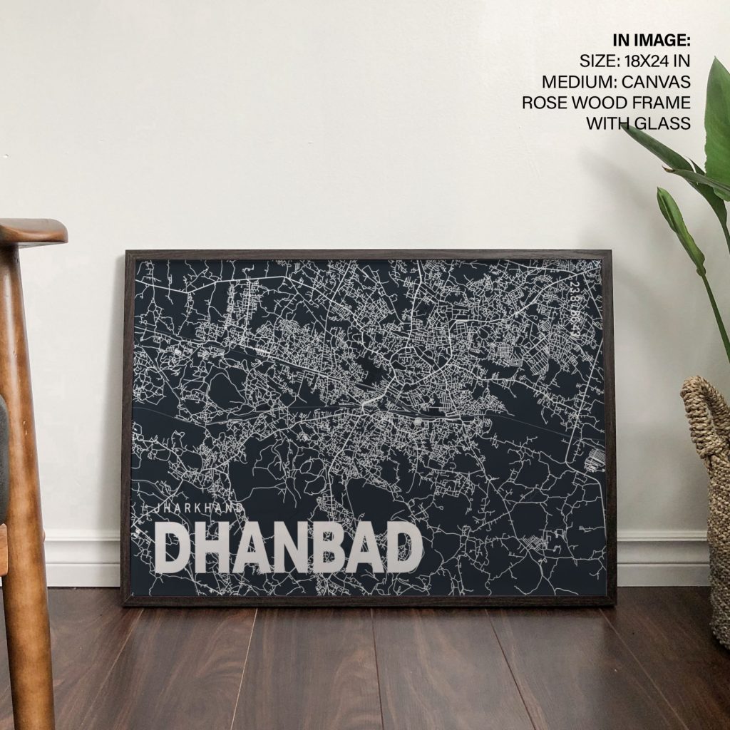 Minimalist Dhanbad Jharkhand Map – Wall Art