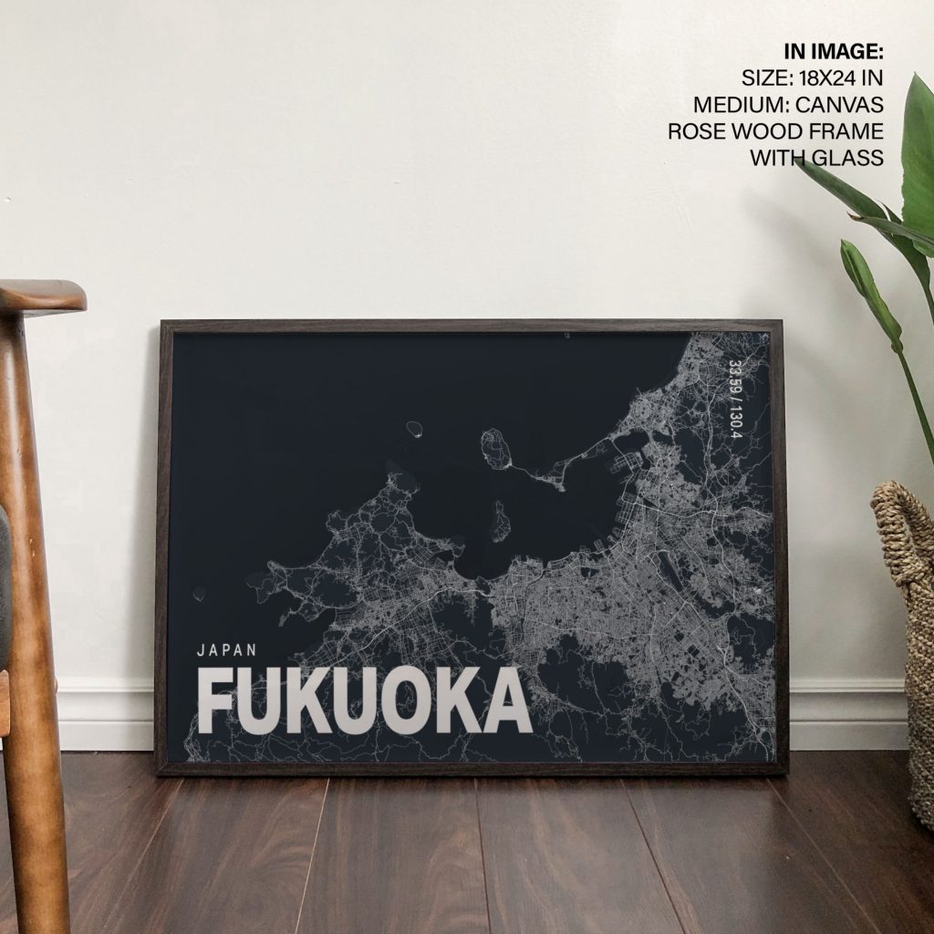 Minimalist Japan Fukuoka Map – Wall Art